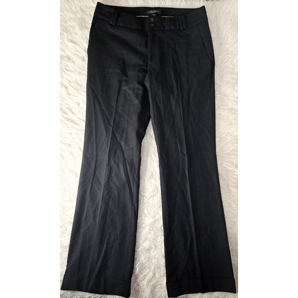 Banana Republic Martin Fit Wool Pants Black Wideleg Trousers Lined